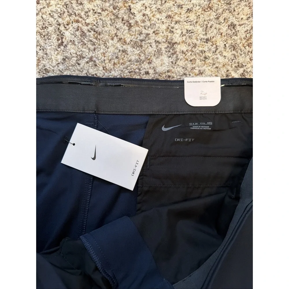 Nike NEW Straight Leg Dri Fit Blue Elastic Waist Pants Mens Sz 42x30 Hemmed